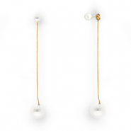 Ohrringe aus Stainless Steel - Rostfreiem Stahl Ohrstecker mit Imitation perlen Gold