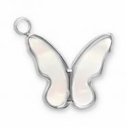 Stainless Steel - Rostfrei Stahl Anhänger Muschel Schmetterling Silver-white