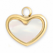 Stainless Steel - Rostfrei Stahl Anhänger Muschel Herz Gold-white