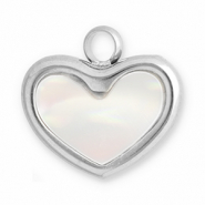 Stainless Steel - Rostfrei Stahl Anhänger Muschel Herz Silver-white