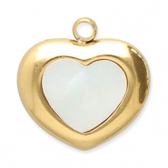 Stainless Steel - Rostfrei Stahl Anhänger Muschel Herz Gold-white