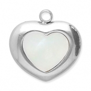 Stainless Steel - Rostfrei Stahl Anhänger Muschel Herz Silver-white