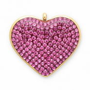 Stainless Steel - Rostfrei Stahl Anhänger Herz Gold-dark pink