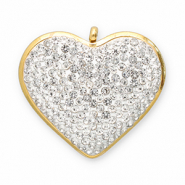 Stainless Steel - Rostfrei Stahl Anhänger Herz Gold-crystal