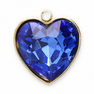 Stainless Steel - Rostfrei Stahl Anhänger Facet Herz Gold-dark blue