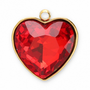 Stainless Steel - Rostfrei Stahl Anhänger Facet Herz Gold-red
