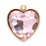 Stainless Steel - Rostfrei Stahl Anhänger Facet Herz Gold-pink