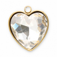Stainless Steel - Rostfrei Stahl Anhänger Facet Herz Gold-crystal