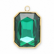 Stainless Steel - Rostfrei Stahl Anhänger Facet Rechteck Gold-dark green