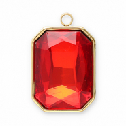 Stainless Steel - Rostfrei Stahl Anhänger Facet Rechteck Gold-red