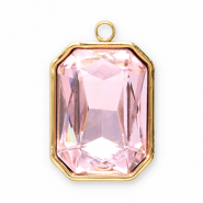 Stainless Steel - Rostfrei Stahl Anhänger Facet Rechteck Gold-pink