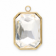 Stainless Steel - Rostfrei Stahl Anhänger Facet Rechteck Gold-crystal