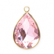 Stainless Steel - Rostfrei Stahl Anhänger Facet Tropfenform Gold-pink