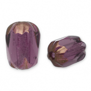Böhmische Perlen FPB Oval 6x4mm Amethyst-bronze