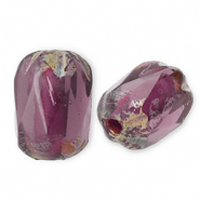 Böhmische Perlen FPB Oval 6x4mm Amethyst-dark travertin