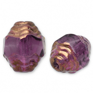 Böhmische Perlen FPB Oval 7x6mm Amethyst-bronze