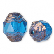 Böhmische Perlen FPB Oval 7x6mm Aqua-bronze