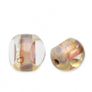 Böhmische Perlen FPB Rund 6mm Crystal-dark travertin
