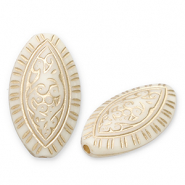 Acrylperlen Oval Off white-gold