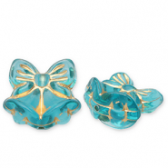 Acrylperlen Schleife mit Glocken Teal blue-gold