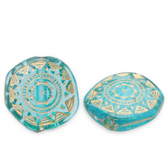 Acrylperlen Disc Irregular Teal blue-gold