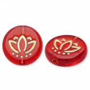 Acrylperlen Disc mit Lotos Red-gold