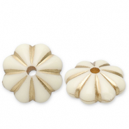 Acrylperlen Spacer Blume Off white-gold