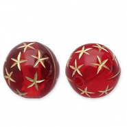 12 mm Acrylperlen Rund mit Stern Red-gold
