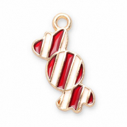 Metall Anhänger Bonbon Red-white-gold
