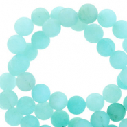 Halbedelstein Perlen rund 8mm Matt Tropical blue