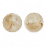 12 mm Acrylperlen Rund Beige brown-white