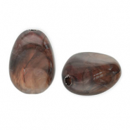 Acrylperlen Eierf&ouml;rmig Brown-white