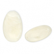 Acrylperlen Lang Oval Off white-white