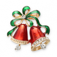 Broschen Glocken Gold-red-green