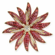 Statement Broschen mit Öse Blume Gold-pink-transparent