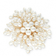 Statement Broschen mit Perlen Gold-white