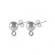 Ohrringe / Ohrstecker aus Stainless Steel - Rostfreiem Stahl mit Öse 4mm Silber