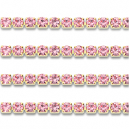 Strass Ketten aus Stainless Steel - Rostfreiem Stahl 4mm Gold-pink