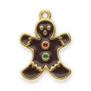 Stainless Steel - Rostfrei Stahl Anhänger Lebkuchenmann Gold-brown-red-green