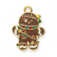 Stainless Steel - Rostfrei Stahl Anhänger Lebkuchenmann Gold-brown-multicolour