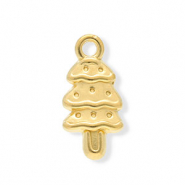 Stainless Steel - Rostfrei Stahl Anhänger Weihnachtsbaum Gold