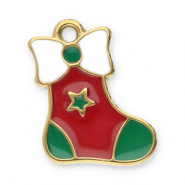 Stainless Steel - Rostfrei Stahl Anhänger Weihnachtsstrümpf Gold-red-green-white
