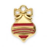 Stainless Steel - Rostfrei Stahl Anhänger Kristbaumkugel Gold-red