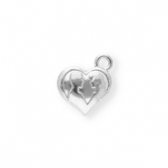Stainless Steel - Rostfrei Stahl Anhänger Herz mit Silhouetten Silver