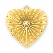 Stainless Steel - Rostfrei Stahl Anhänger Herz mit Strass Gold-transparent