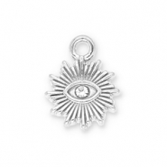 Stainless Steel - Rostfrei Stahl Anhänger Sonne Auge der Vorsehung mit Strass Silver-transparent