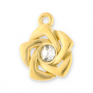 Stainless Steel - Rostfrei Stahl Anhänger Rose mit Strass Gold-transparent
