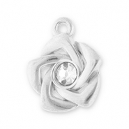 Stainless Steel - Rostfrei Stahl Anhänger Rose mit Strass Silver-transparent