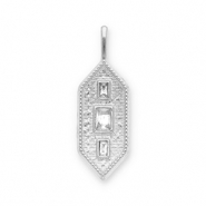 Stainless Steel - Rostfrei Stahl Anhänger Hexagon Silver-transparent
