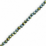 Top Glas Facett Perlen Rund 3mm Multicolour green-AB coating